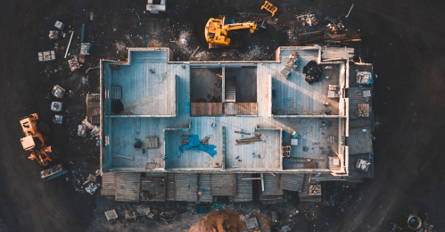 birds eye view of a house under construction