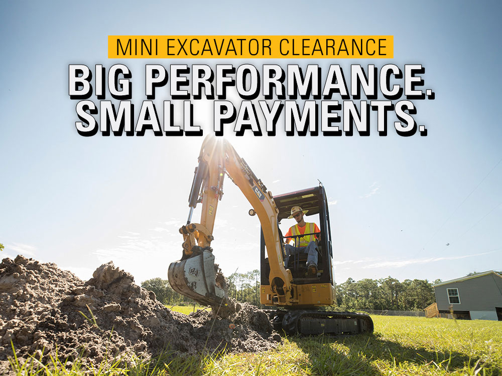 Mini Excavator Clearance - Big Performance. Small Payments.
