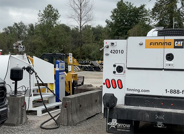 Truck arriving at gas station