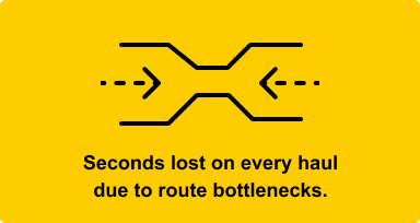 Seconds lost on every haul due to route bottlenecks.