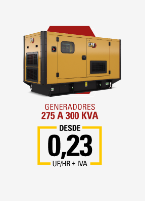 generadores 275 a 300 KVA desde 0,23 UF/HR + IVA
