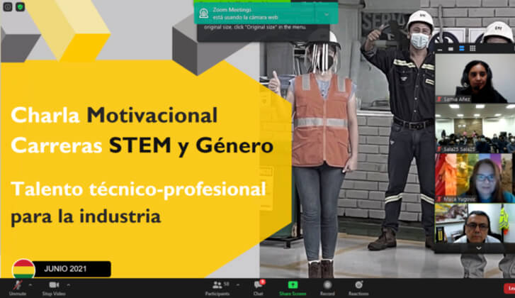 Voluntarios STEM de Finning dan charla motivacional a estudiantes de Infocal